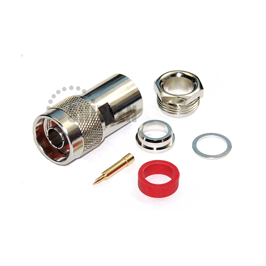 Conector Tipo N-Macho con PIN crimpeable para cables RG8U/RG213/LMR400/RFC400...