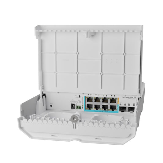 netPower Lite 7R. Switch Outdoor con PoE inverso, puertos Gigabit Ethernet y puertos 10G SFP+.