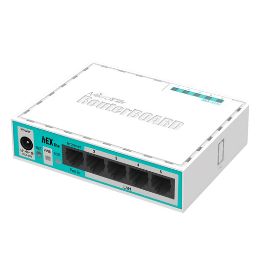 hEX Lite Router (RB750R2) - Router Ethernet de 5 puertos 10/100 Ethernet. RouterOS L4.